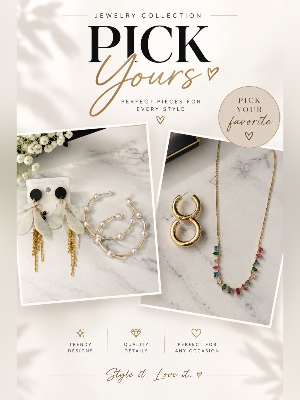 Pick your style… pearl or gold.